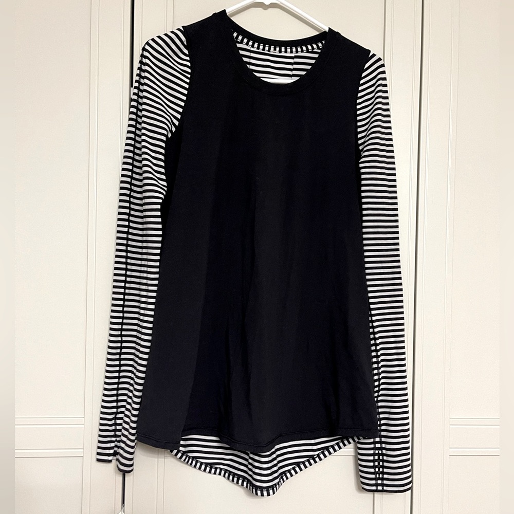 Lululemon Tuck and Flow Long Sleeve Black & White Striped